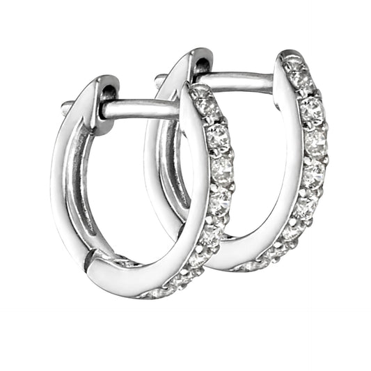 Silver CZ Huggie Hoops