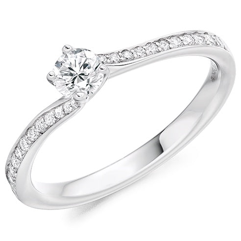 0.24ct Round Brilliant Diamond Solitaire with Diamond Set Shoulders