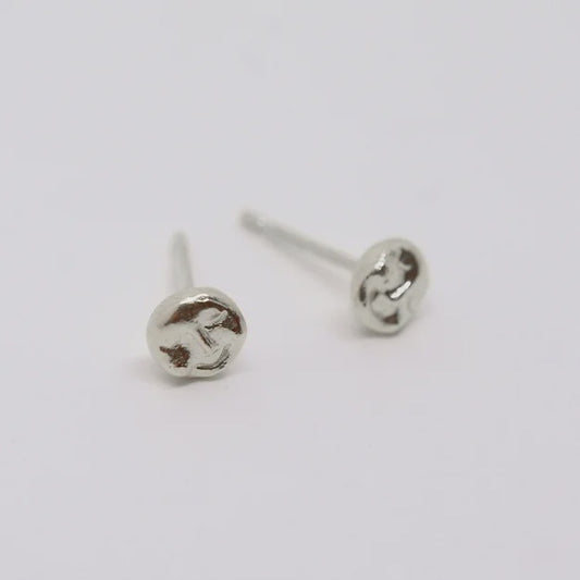 Full Moon Studs Earrings, Silver