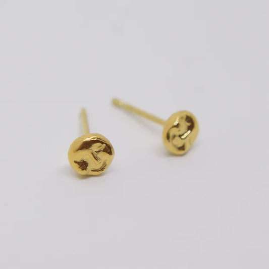 Full Moon Studs Earrings, Gold Plated