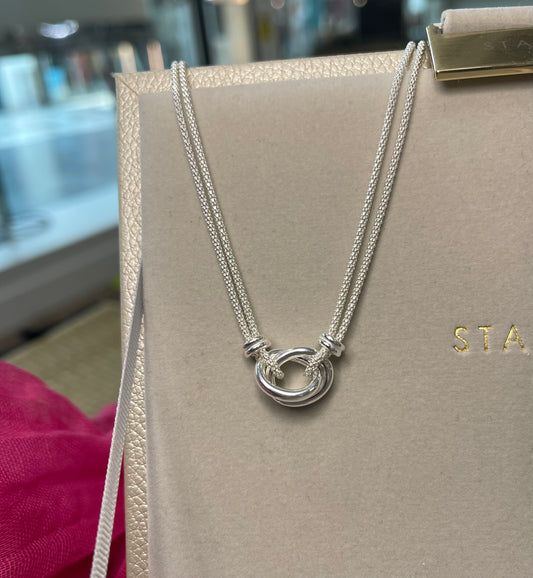 Sterling Silver 41-46cm Extender Entwined Knot on a Double Popcorn Chain