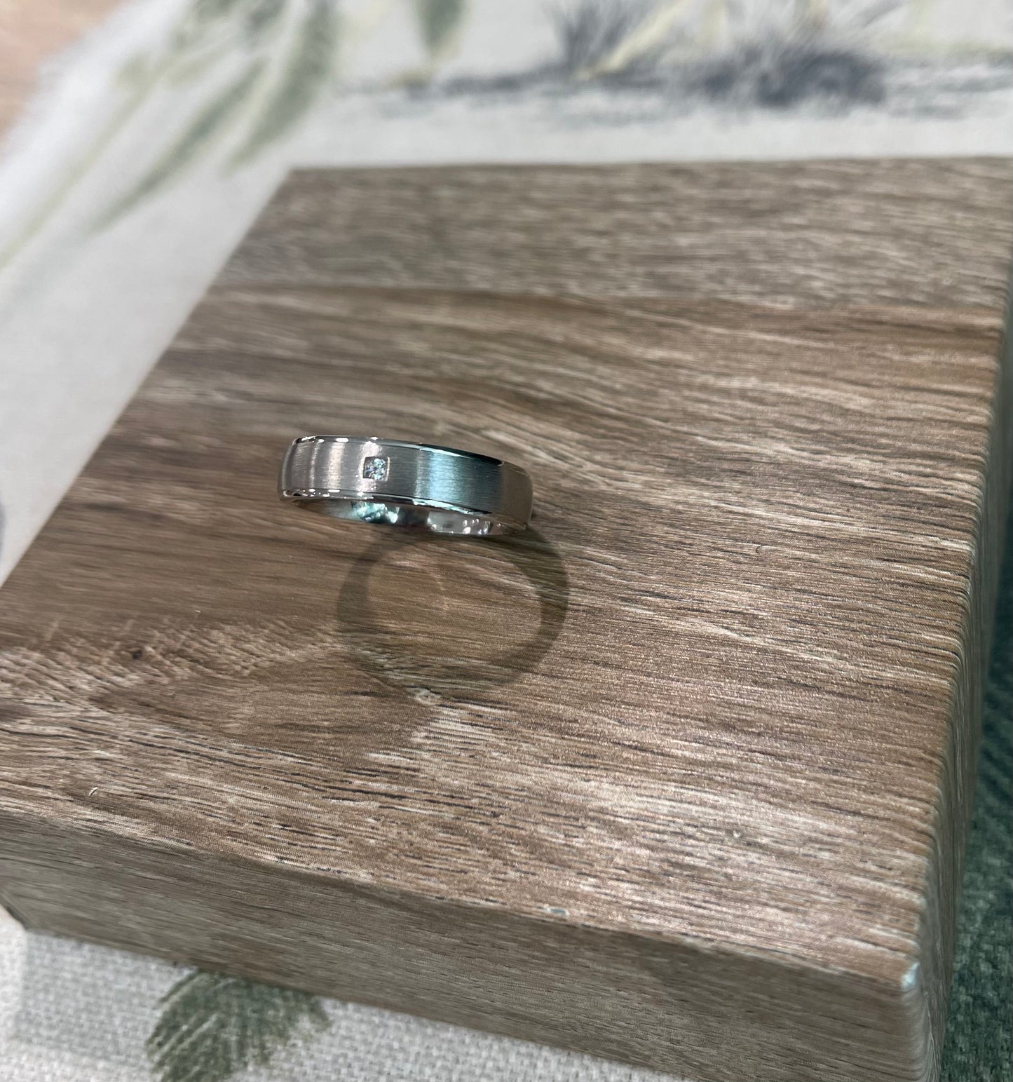 Sterling Silver Satin Finish Mens Ring With CZ