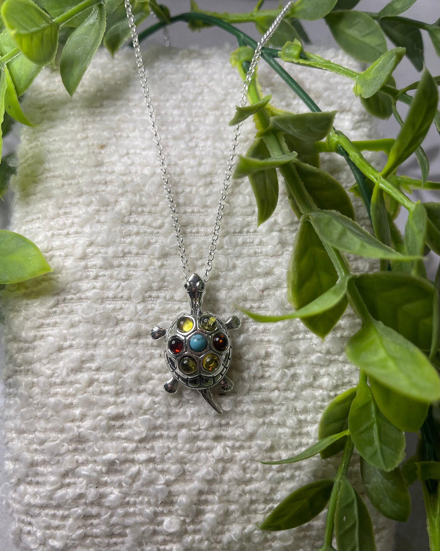 Amber Hinged Turtle Necklace