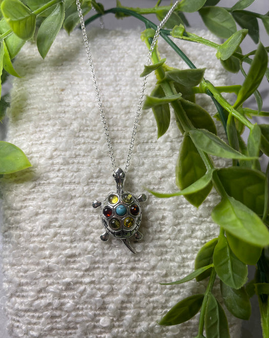 Amber Hinged Turtle Necklace