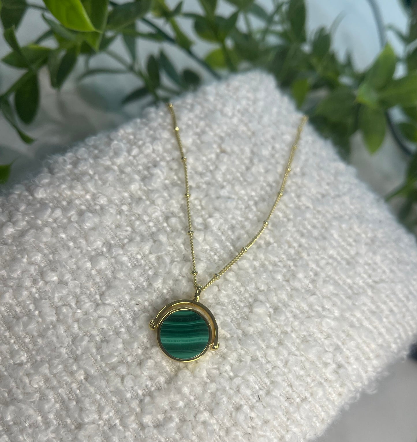 Malachite Gold Plated Spinner Necklace