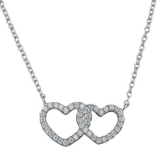 925 Sterling Silver Interlinked Heart Necklace with CZ
