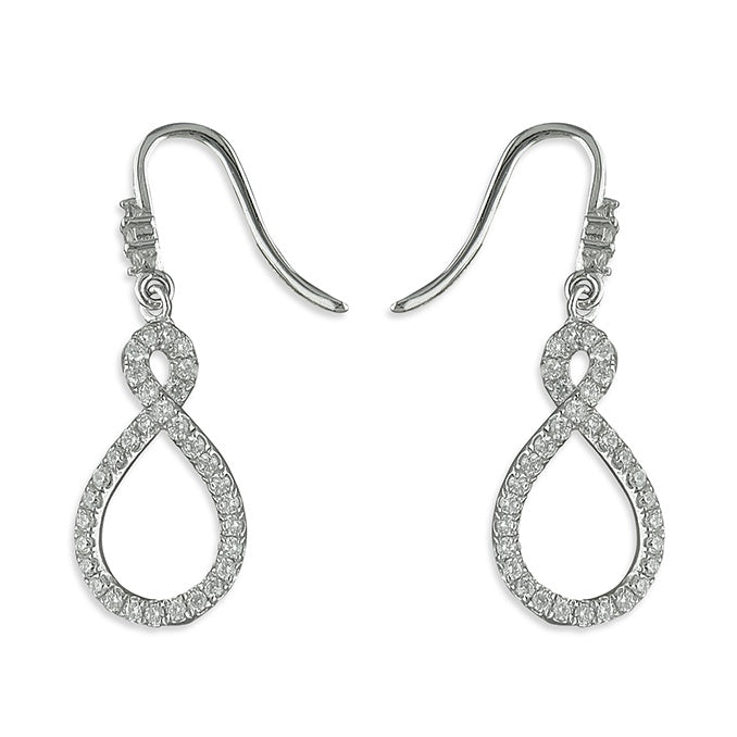 Sterling Silver Cubic Zirconia Infinity Hook-in Drop Earrings