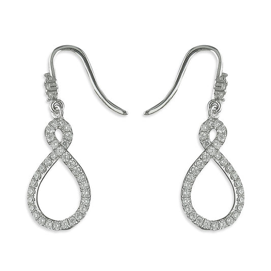 Sterling Silver Cubic Zirconia Infinity Hook-in Drop Earrings