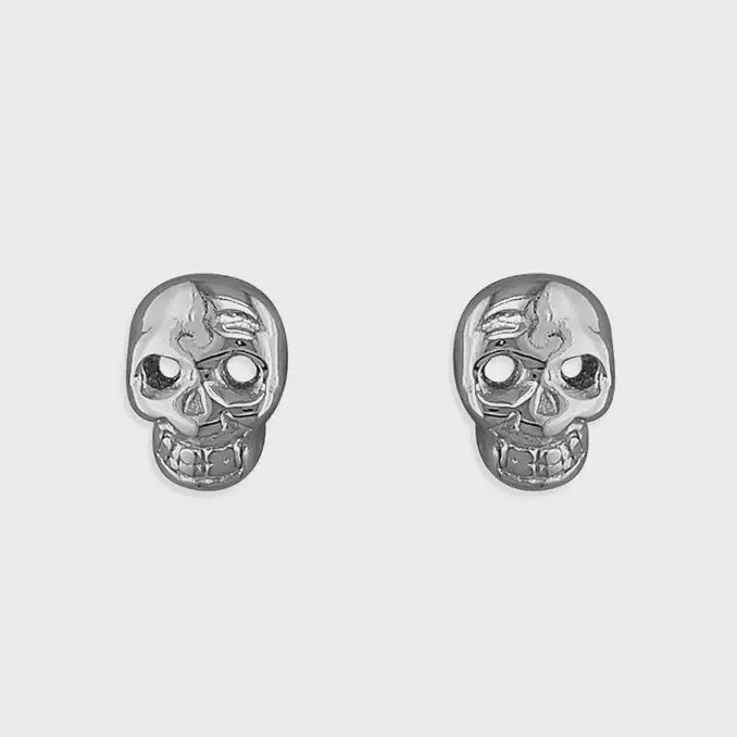 Sterling silver small skull stud earrings