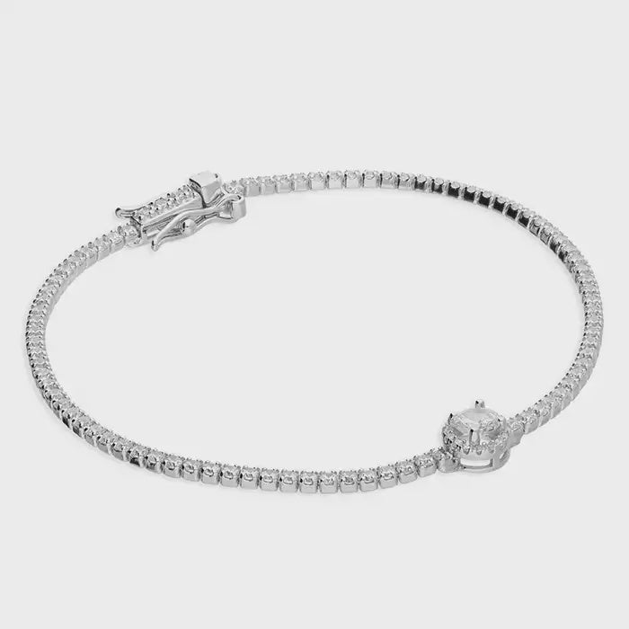 Sterling Silver 19cm Cubic Zirconia Bracelet