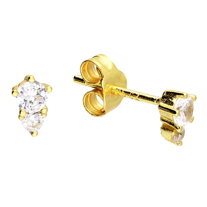 Yellow Gold Plated Delicate CZ Teardrop Stud Earrings