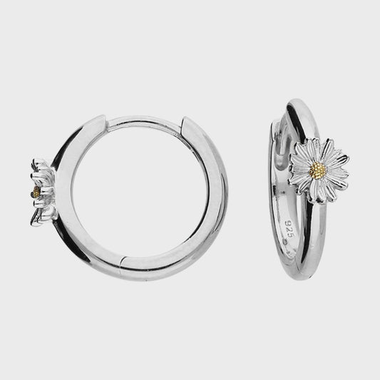 Single Two-Tone Single Daisy on a 14mm Silver Hoop