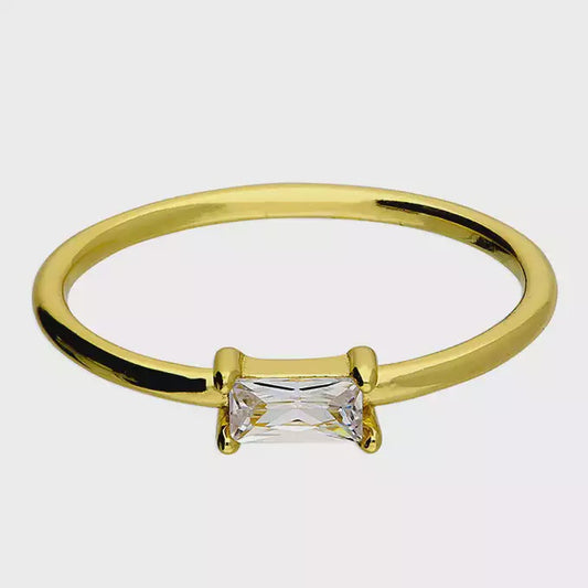 Yellow Gold Plated Cubic Zirconia Baguette RING