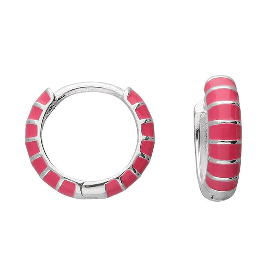 Pink Striped Enamel Earrings