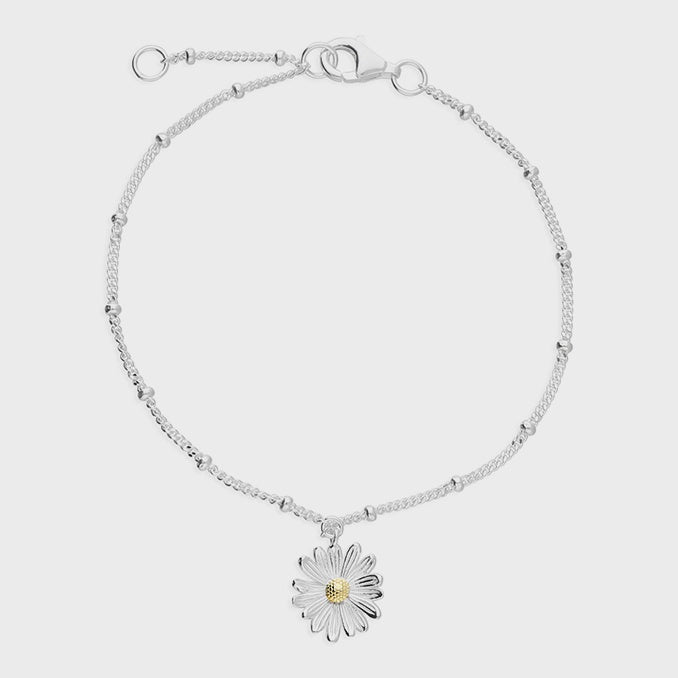 Daisy sterling silver bracelet with a bobble chain