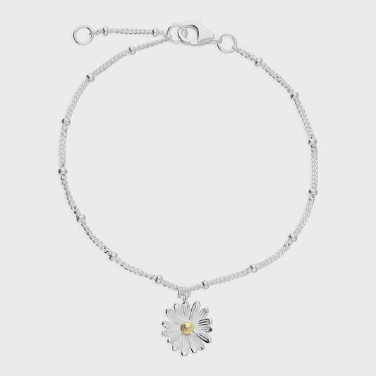 Daisy sterling silver bracelet with a bobble chain