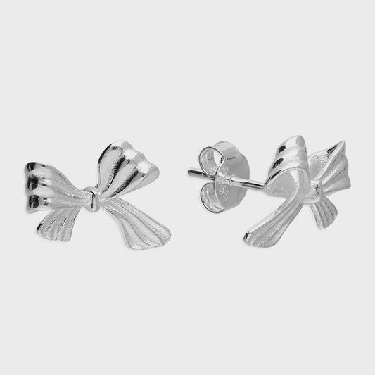 Sterling Silver Ribbon Bow Studs