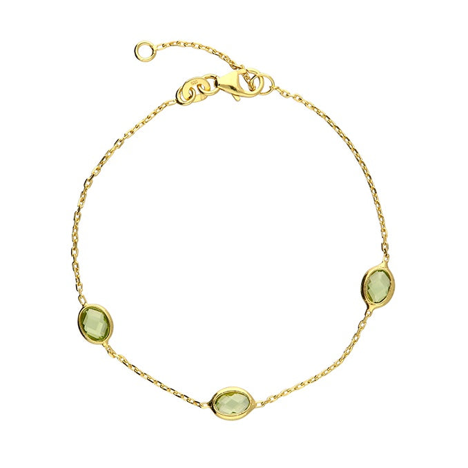 Sterling Silver Gold Plated Peridot Bracelet