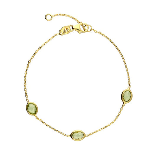 Sterling Silver Gold Plated Peridot Bracelet