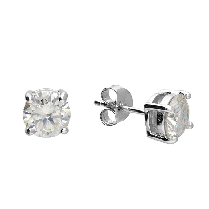 Sterling Silver Moissanite Solitaire Earrings