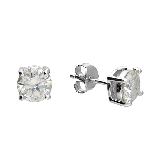 Sterling Silver Moissanite Solitaire Earrings