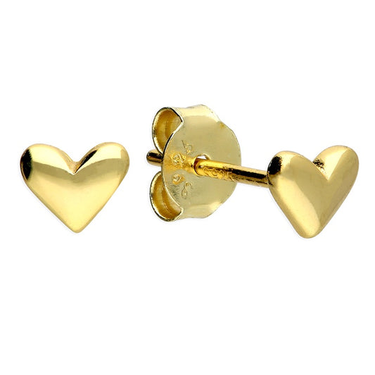 Sterling Silver Gold Plated Heart Stud Earrings
