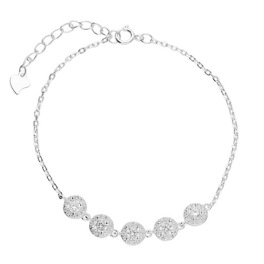 Sterling Silver Halo-Set Cubic Zirconia Bracelet