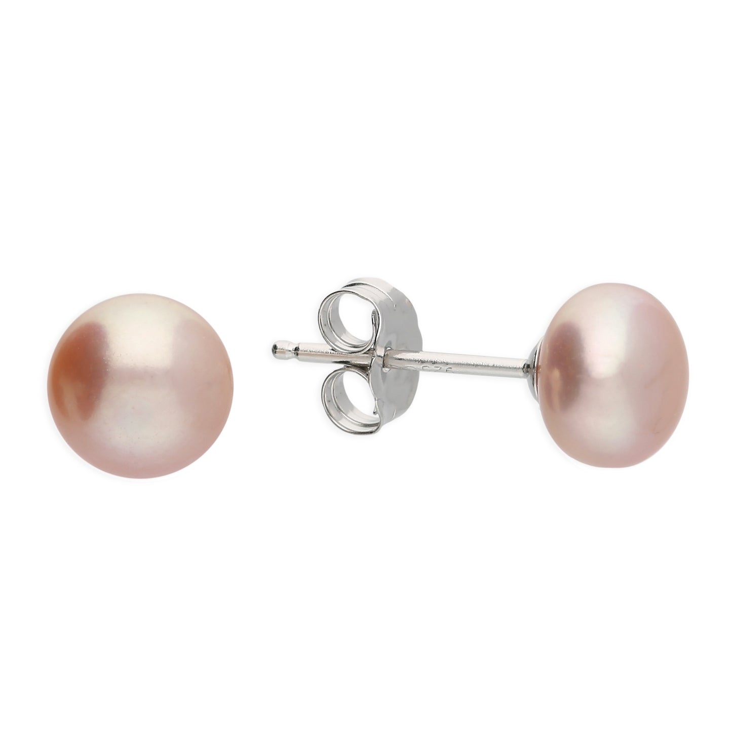 Sterling Silver Pink Pearl Stud Earrings