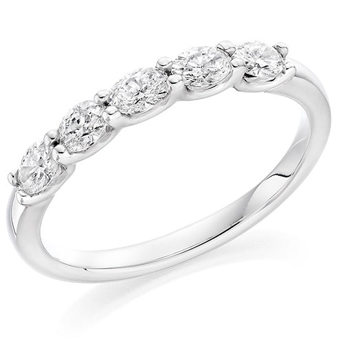 0.50ct Oval cut wedding band Platinum 950 Size O