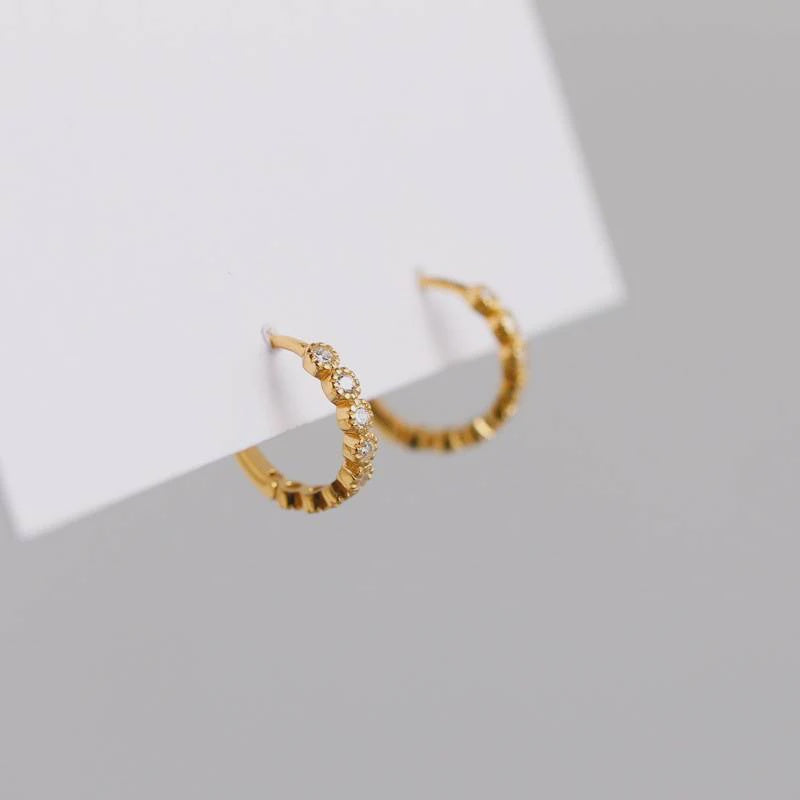 Crystal Huggie Hoop Earrings - Gold Plated