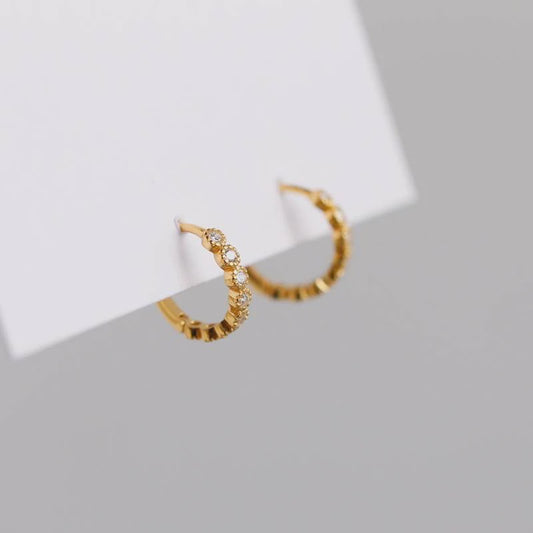 Crystal Huggie Hoop Earrings - Gold Plated