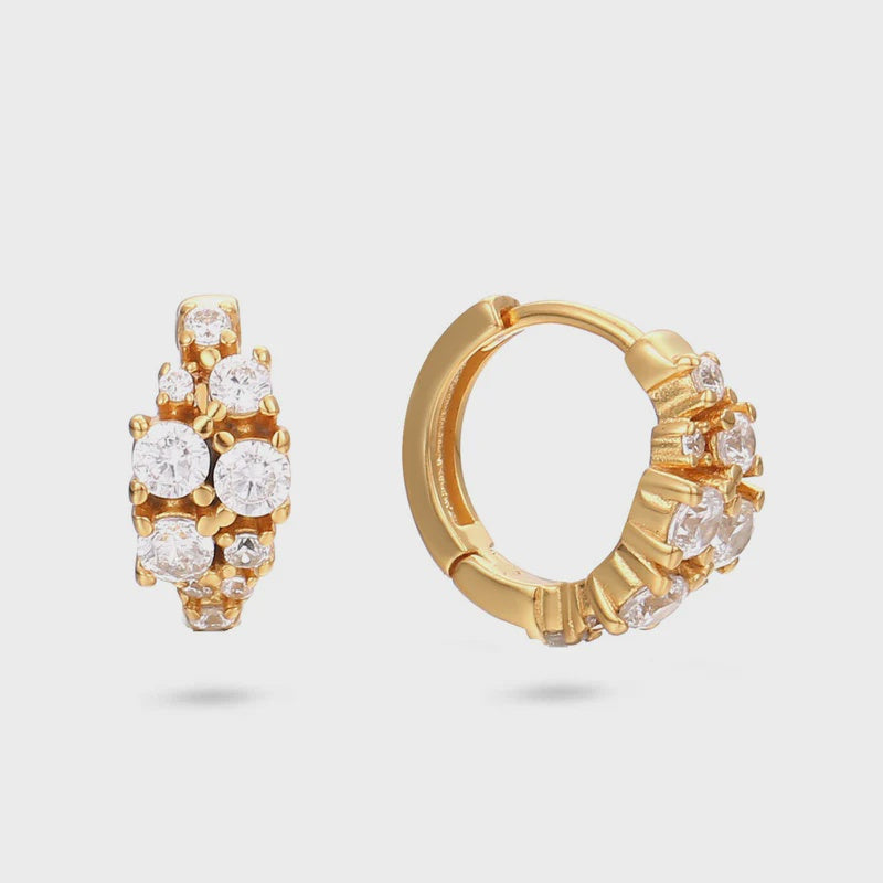 Crystal Cluster Huggies - Gold plated