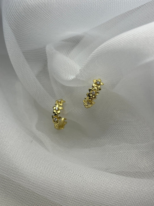 Sterling Silver Gold Plated Flower Hoops