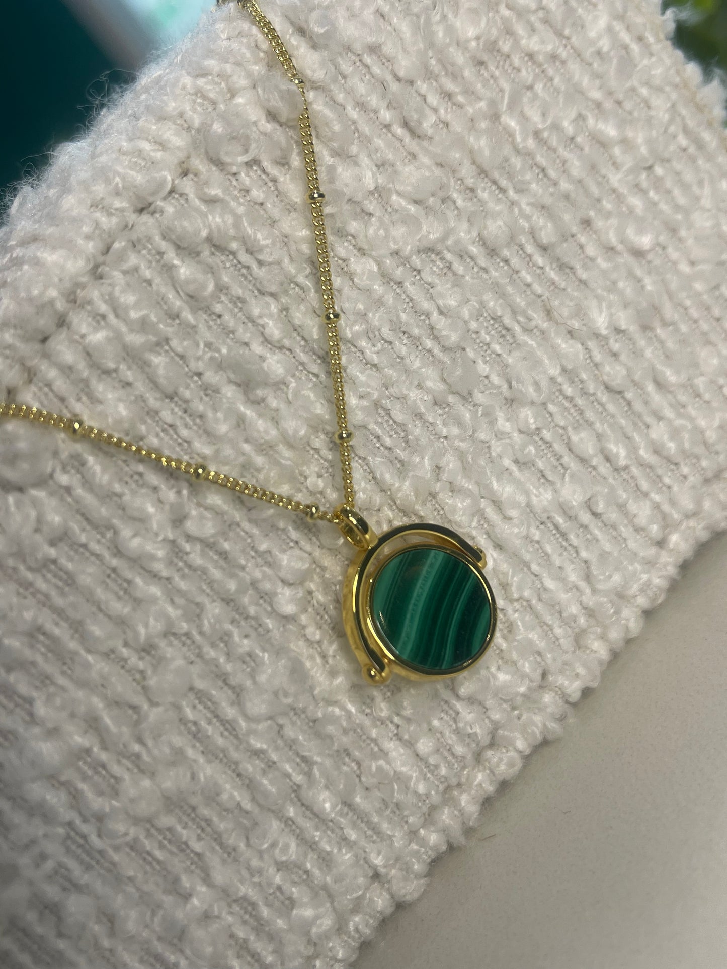 Malachite Gold Plated Spinner Necklace