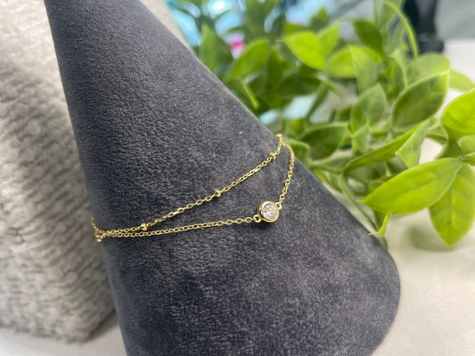 Double Chain Gold Plated Dainty Bracelet