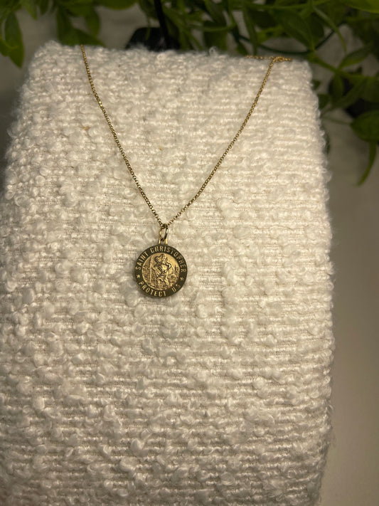 9ct Gold St Christopher Travel Reversible Necklace