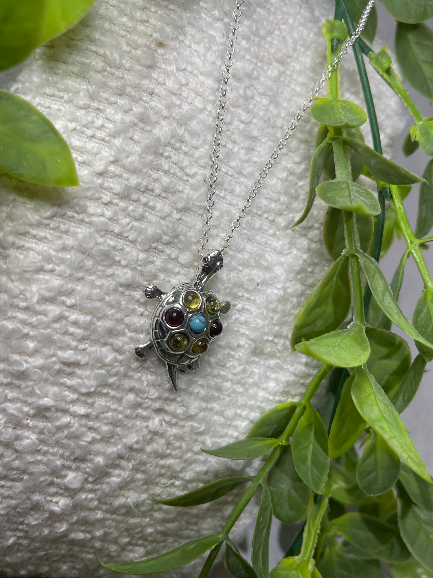 Amber Hinged Turtle Necklace