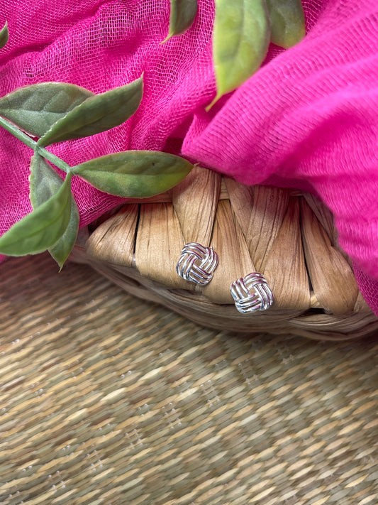 Sterling Silver Triple Wool Stud Earrings
