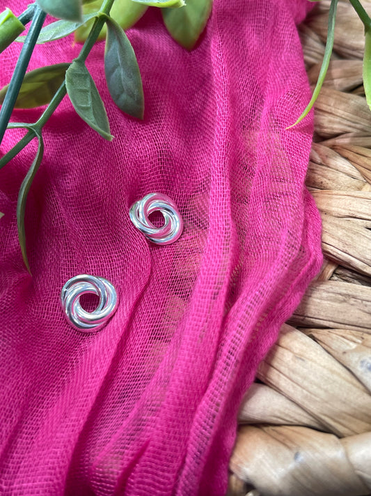 Sterling Silver Plain Knot Large Stud Earrings