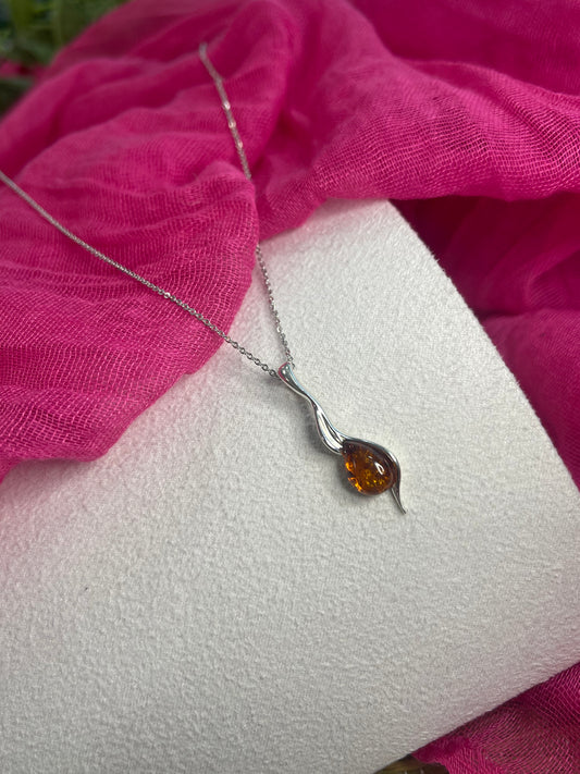 Amber Swirl Drop Necklace