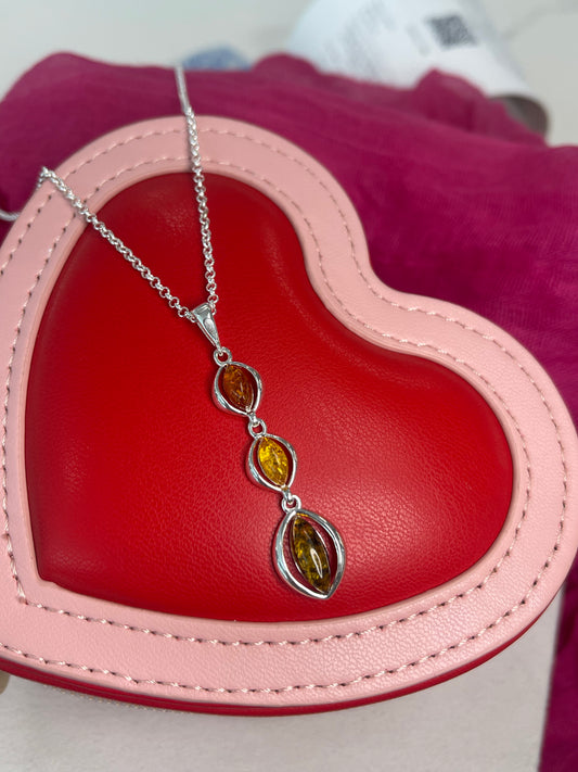 Triple drop Amber necklace