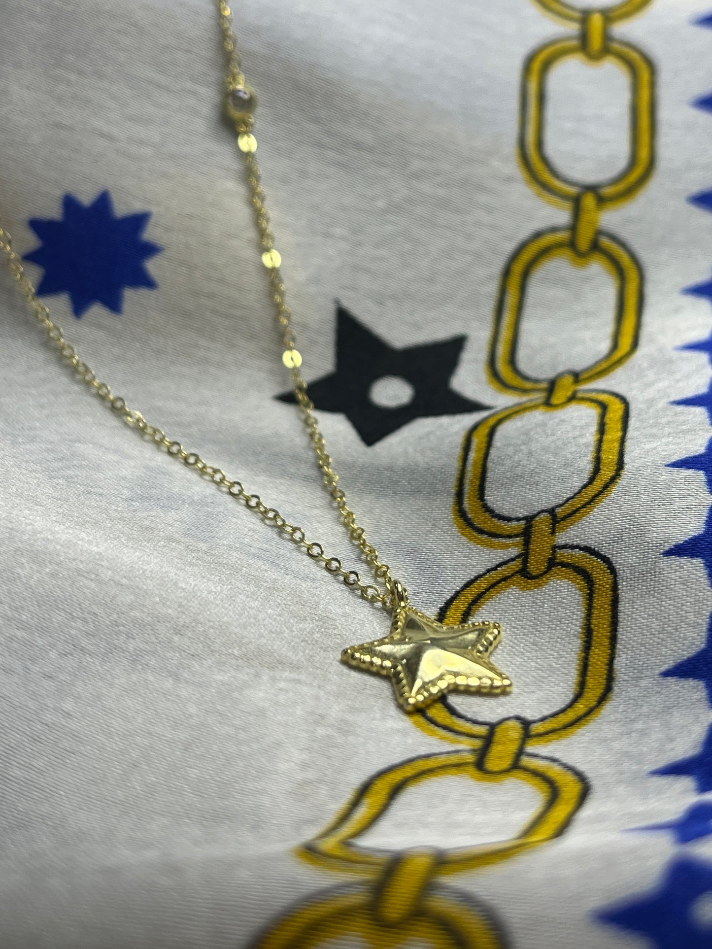 Sterling Silver 18ct Gold Plated star necklace  with cz