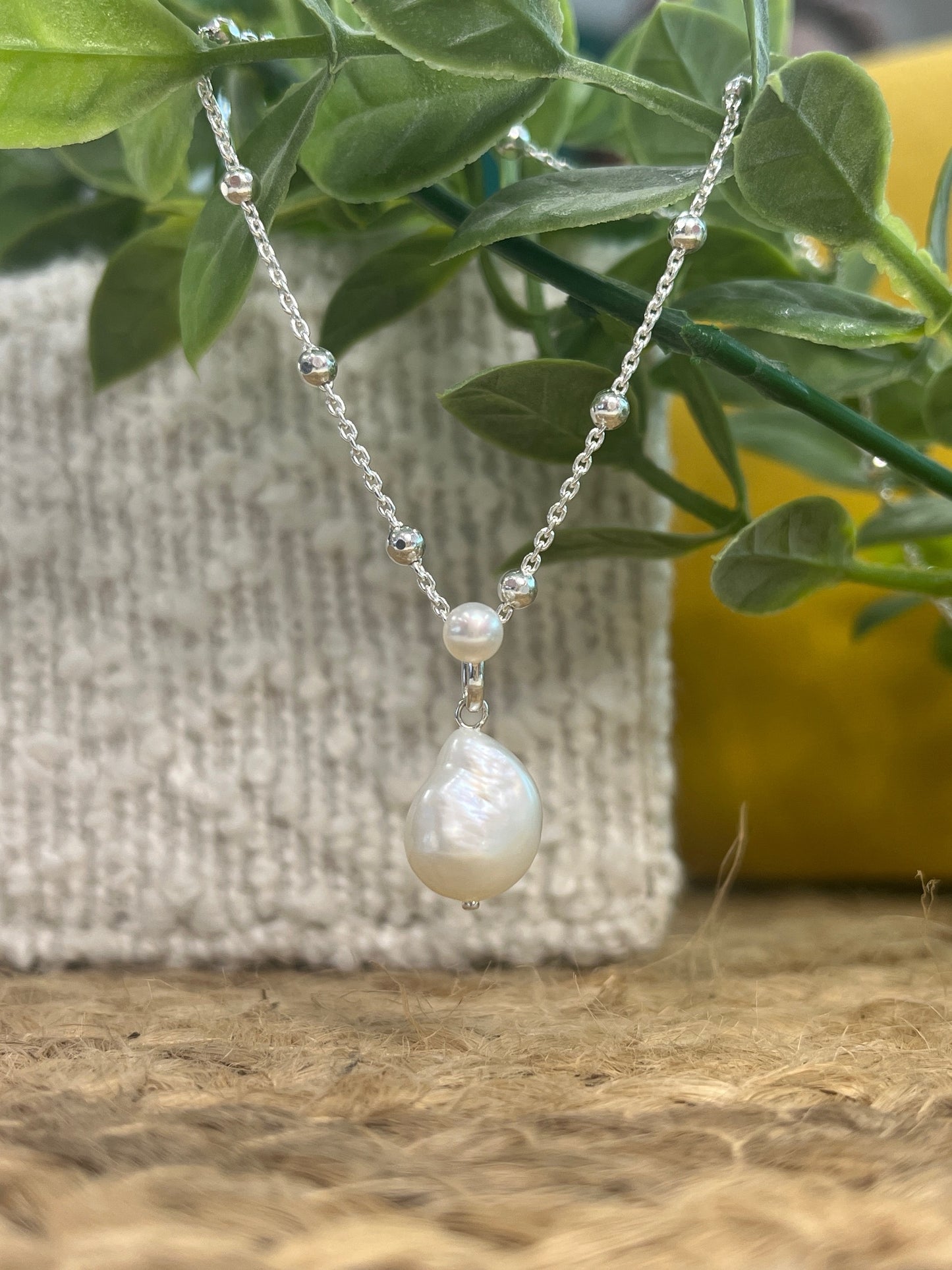 Double Pearl Necklace on Beaded Chain