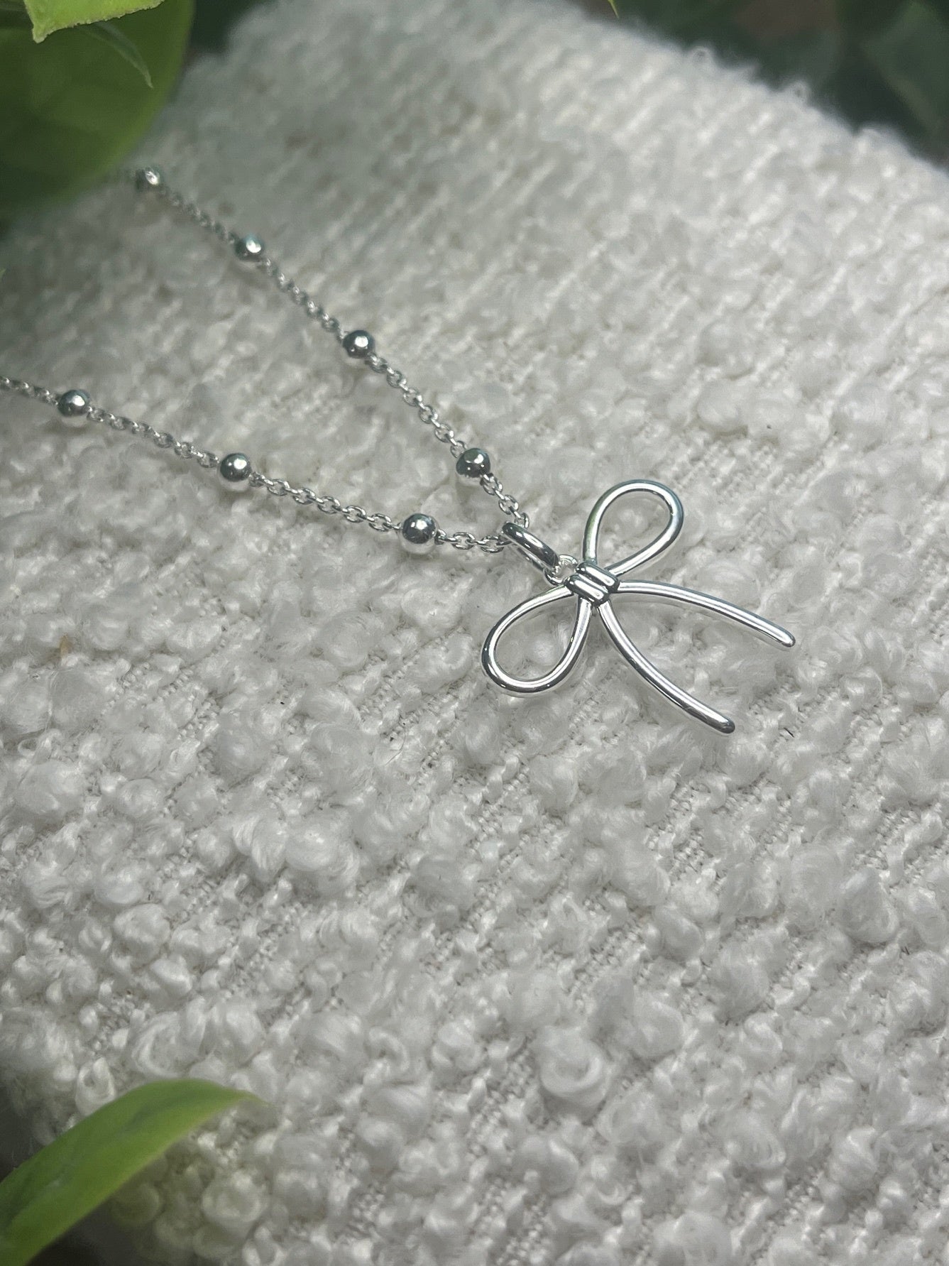 Bow Pendant on Bead Chain
