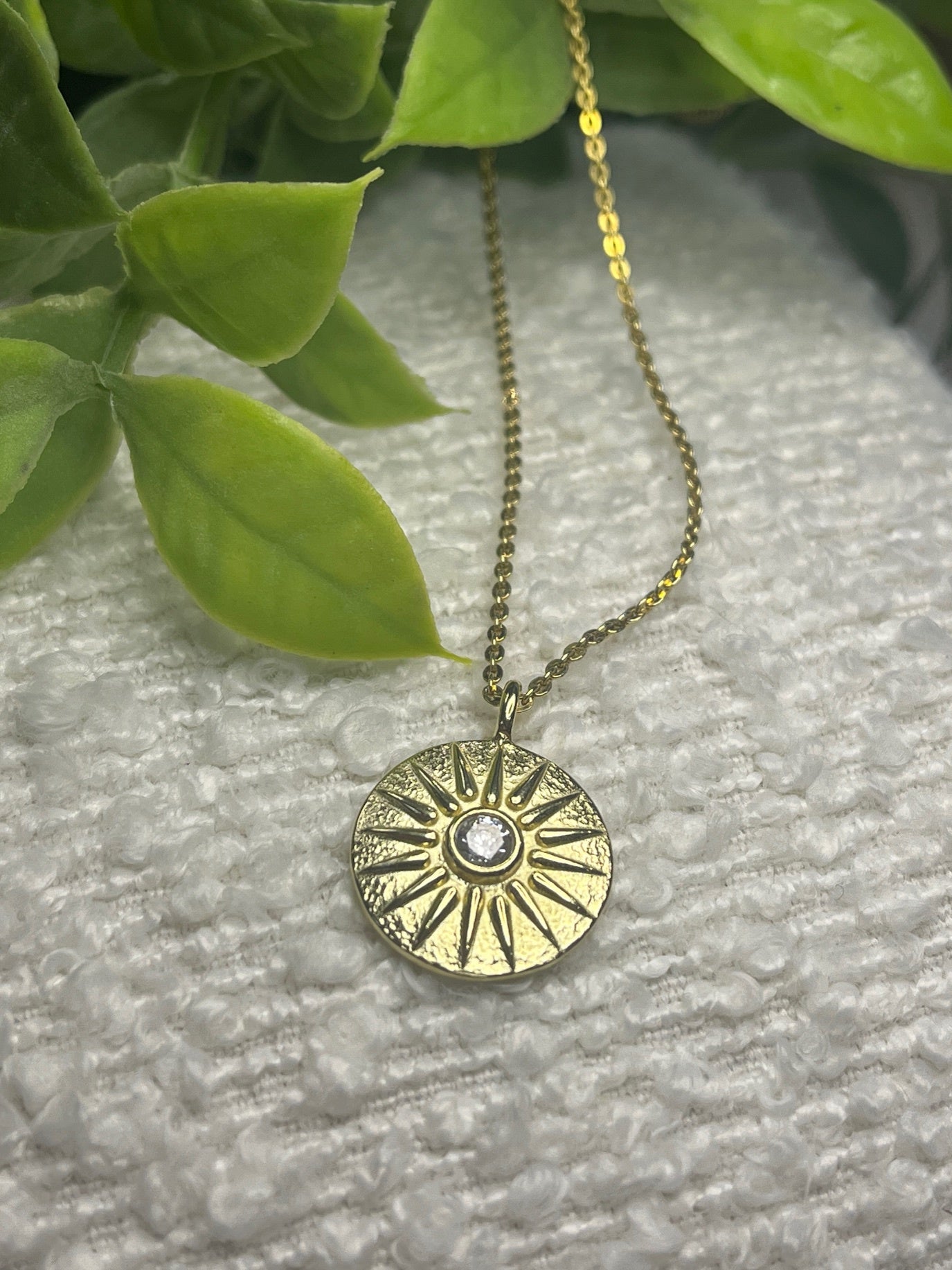 Gold Plated Sun Medallion Necklace