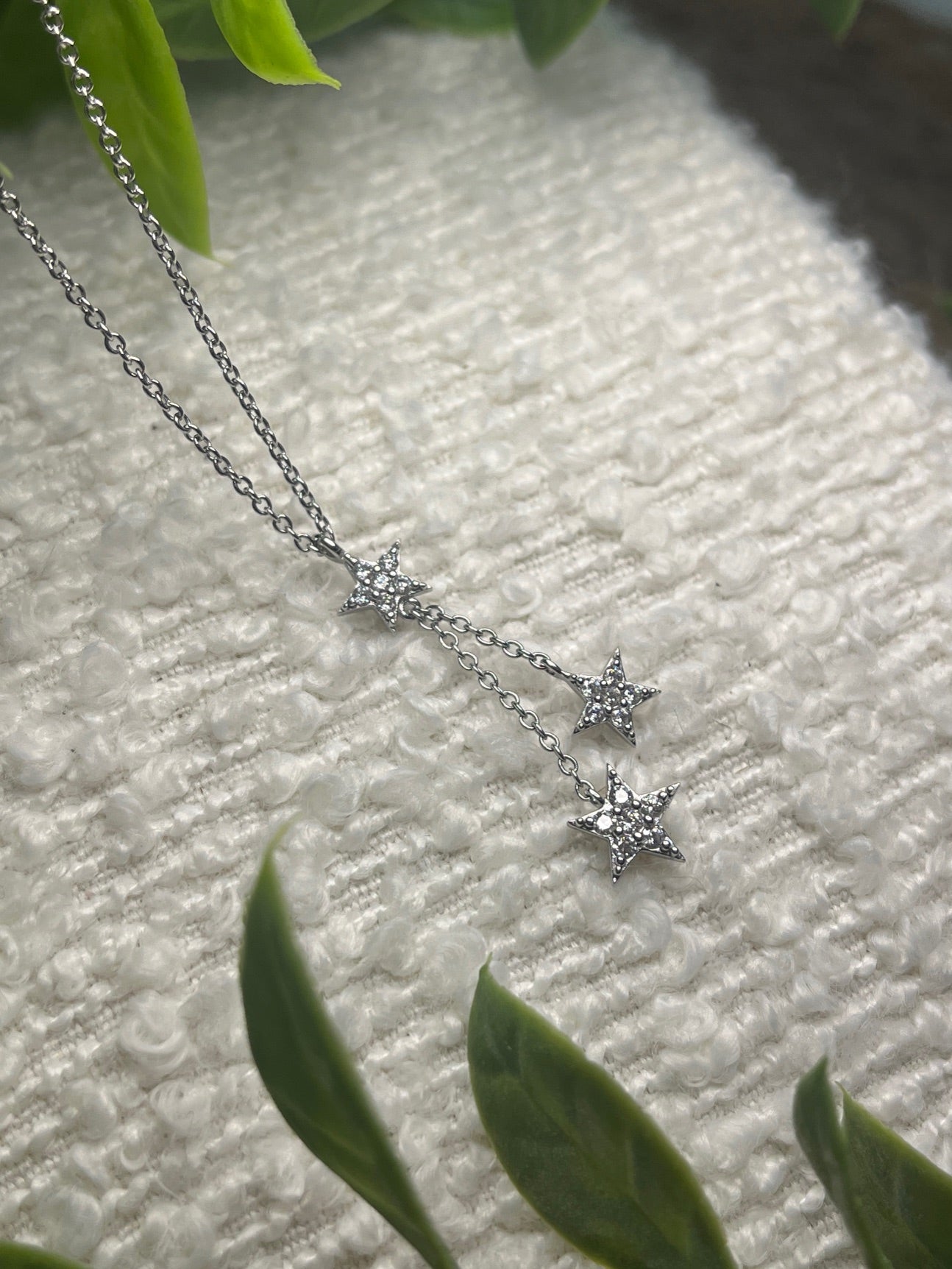 SILVER CZ TRIPLE STAR LARIAT