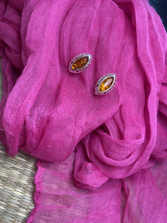 Marquise shaped Amber hoop earrings