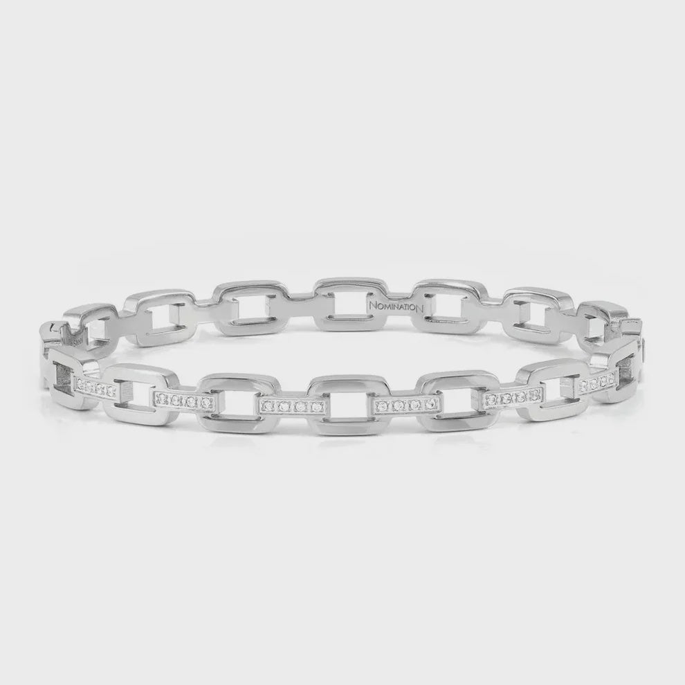 Pretty Bangles rigid chain bracelet with CZ SIZE MEDIUM