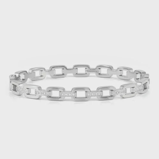 Pretty Bangles rigid chain bracelet with CZ SIZE MEDIUM