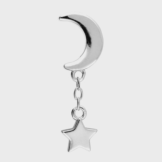 Single rhodium-plated labret stud with star drop